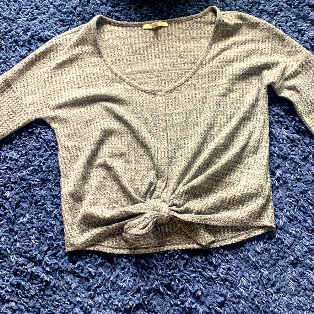 Grey waffle Henley top